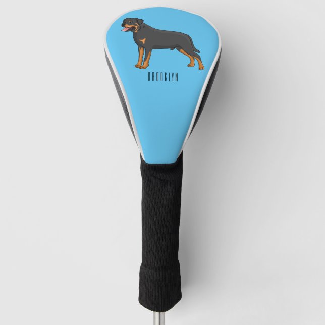 Couvre-club De Golf Illustration de chien Rottweiler (Devant)