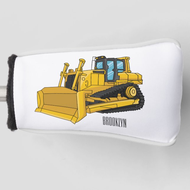 Couvre-club De Golf Illustration de dessin animé Bulldozer (Devant)