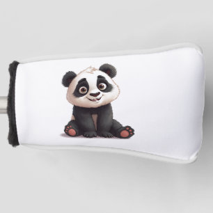 Couvre-club De Golf Illustration de dessin animé d'ours panda assis
