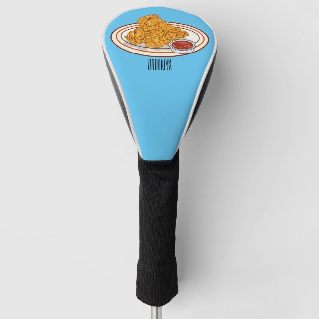Couvre-club De Golf Illustration de dessin animé sur le poulet frit (Devant)