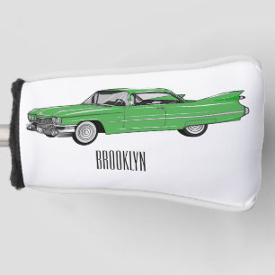 Couvre-club De Golf Illustration de dessin de voiture classique 1959