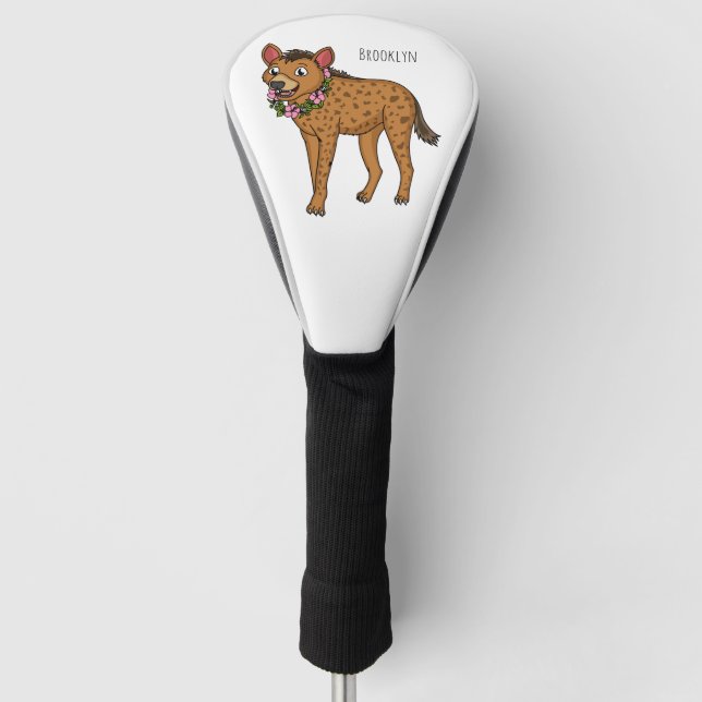 Couvre-club De Golf Illustration de Hyena et de fleurs (Devant)