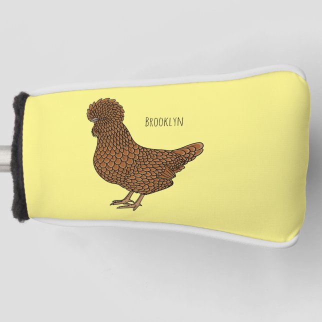 Couvre-club De Golf Illustration de poulet à la polis chamois (Devant)