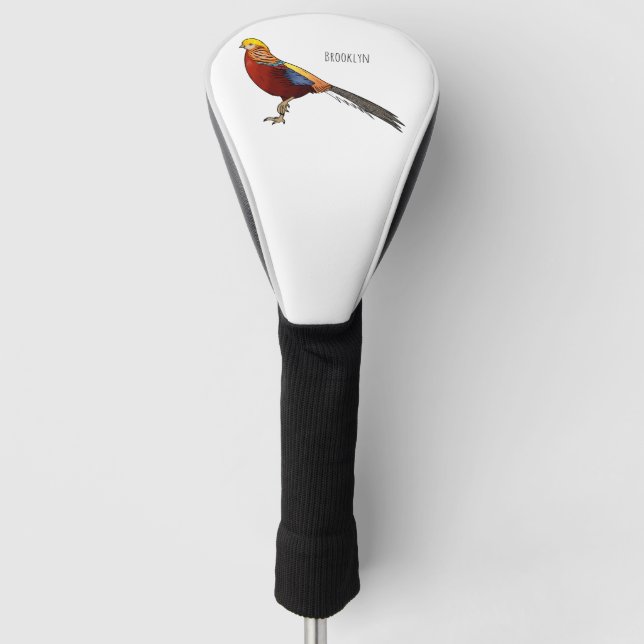 Couvre-club De Golf Illustration d'oiseau de faisan doré (Devant)