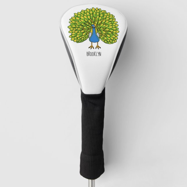 Couvre-club De Golf Illustration d'oiseau de paon brillant (Devant)