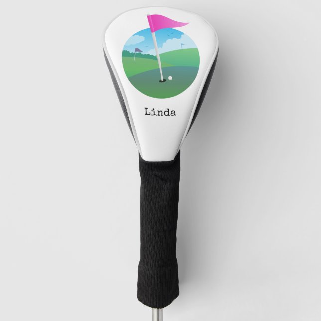 Couvre-club De Golf Illustration du drapeau de golf rose (Devant)