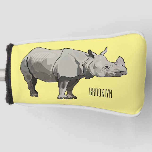 Couvre-club De Golf Illustration du rhinocéros de Javan (Devant)