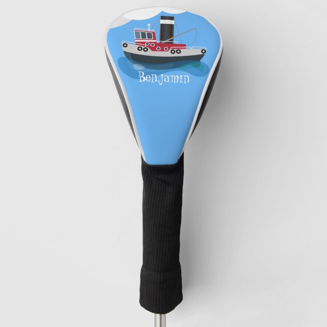 Couvre-club De Golf Illustration d'un bateau à chalutier mignon (Devant)