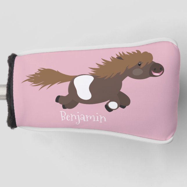 Couvre-club De Golf Illustration d'un poney de Shetland mignon (Devant)