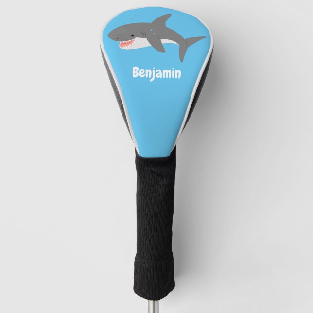 Couvre-club De Golf Illustration joyeuse du grand requin blanc (Devant)