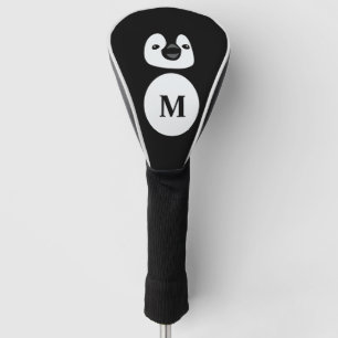 Couvre-club De Golf Illustration mignonne de manchot moderne en noir e