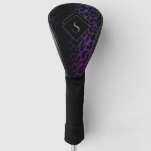 Couvre-club De Golf Imprimé léopard violet monogrammé