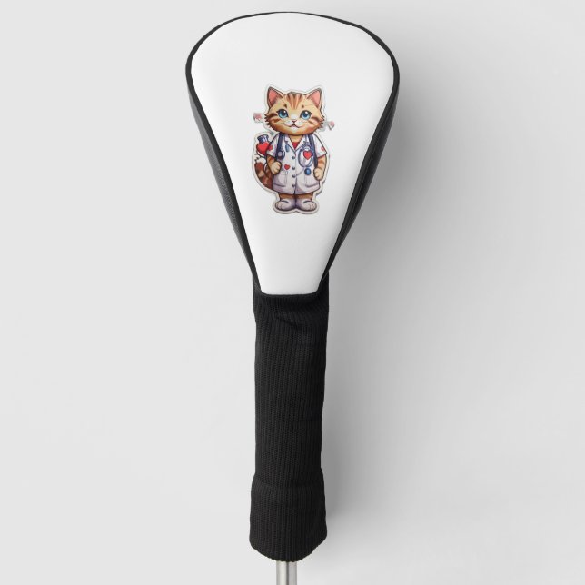Couvre-club De Golf Infirmière en cardiologie du chat mou (Devant)