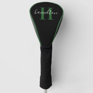 Couvre-club De Golf Initiale de nom de monogramme vert élégant