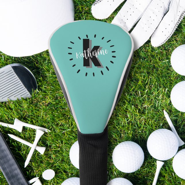 Couvre-club De Golf Initiale Monogramme Moderne (Cute Modern Monogram Initial Golf Head Cover)