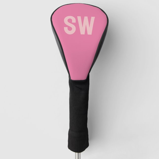 Couvre-club De Golf Initiales du monogramme rose moderne (Devant)