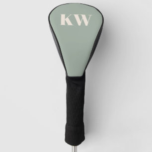 Couvre-club De Golf Initiales Monogramme Vert Sauge Moderne Personnali