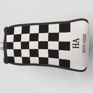 Couvre-club De Golf Initiales Monogrammées Rétro à Carreaux Esthétique