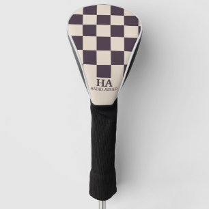 Couvre-club De Golf Initiales Monogrammées Rétro à Carreaux Esthétique