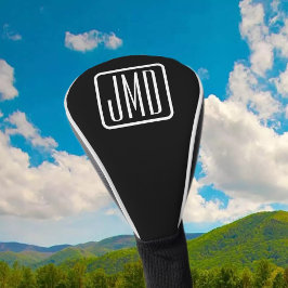 Couvre-club De Golf Initiales monogrammes modernes | Noir & Blanc