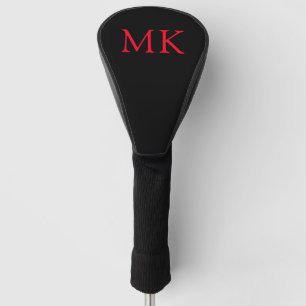 Couvre-club De Golf Initiales monographiques personnalisées Noir moder