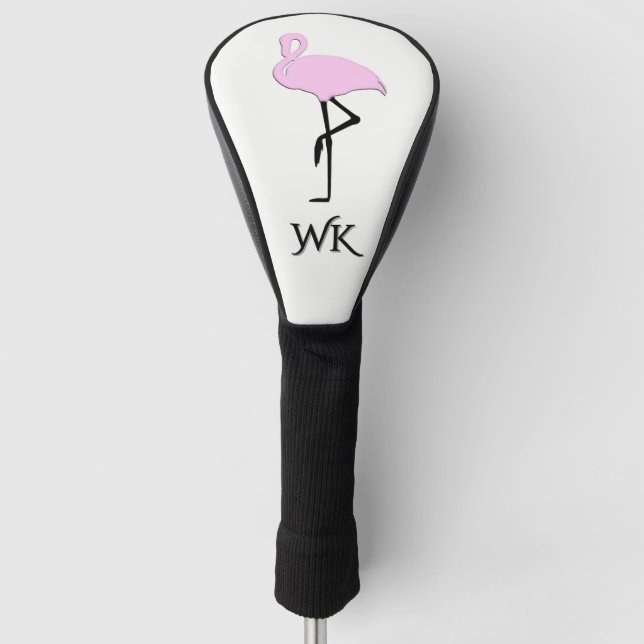 Couvre-club De Golf Initiales personnelles en Flamant rose rose (Devant)