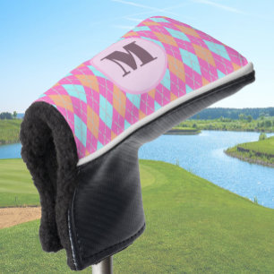 Couvre-club De Golf Jacquard préppie rose rouille femme monogramme per