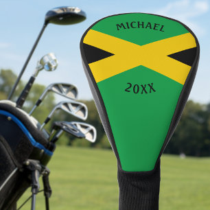Couvre-club De Golf Jamaïcaine Caution Bande Vert or Jamaïcain Drapeau