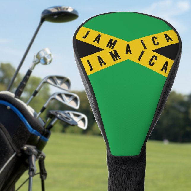 Couvre-club De Golf Jamaïcaine Caution Bande Vert or Jamaïcain Drapeau (jamaica jamaican flag golf head cover)