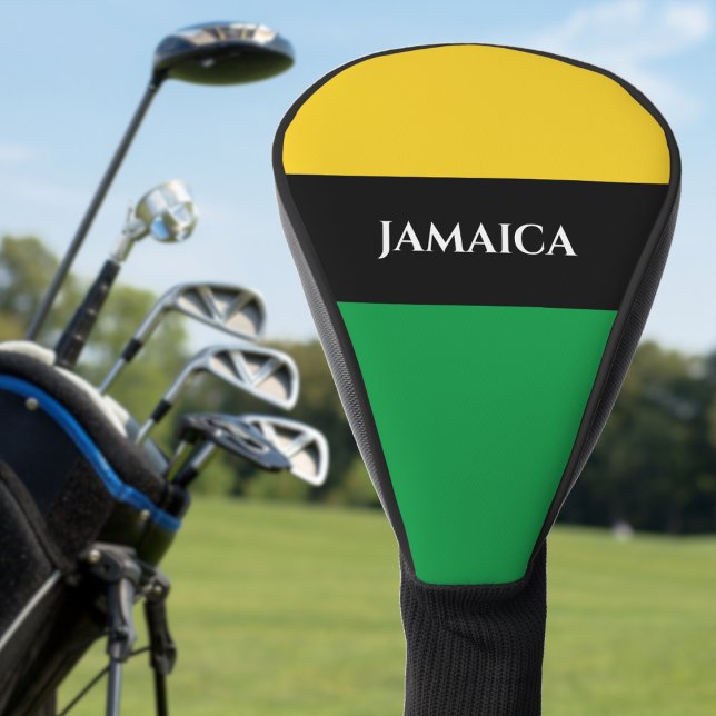 Couvre-club De Golf Jamaïque Couleurs Vert Or Noir Jamaïcain (Jamaica Jamaican flag colors golf head cover)