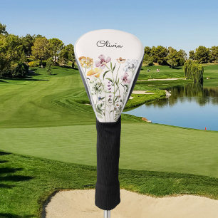 Couvre-club De Golf Jardin de fleurs sauvages à aquarelle personnalisé
