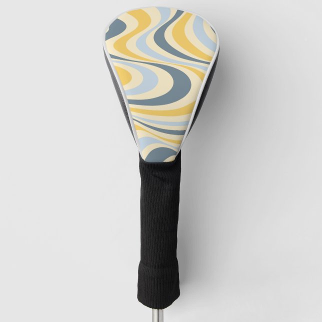 Couvre-club De Golf Jaune et bleu abstrait design tourbillon (Devant)