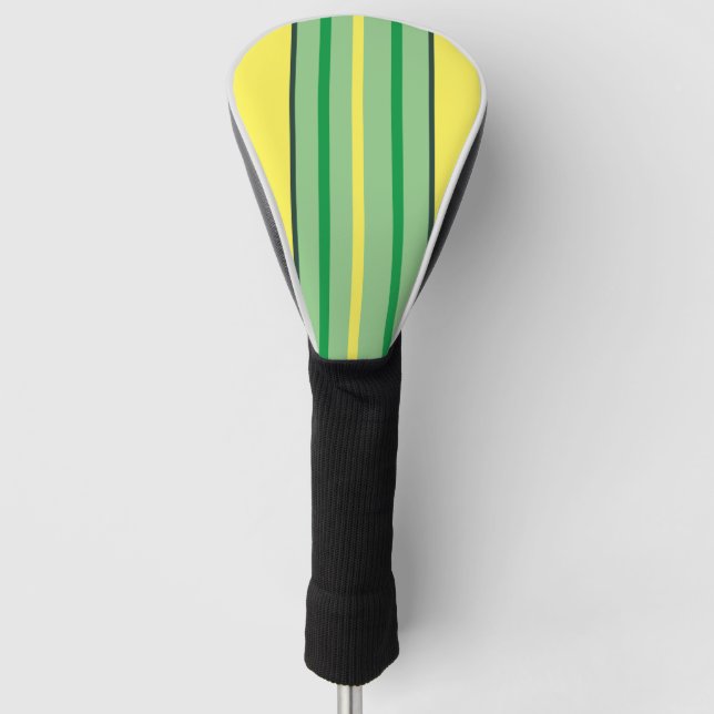 Couvre-club De Golf Jaune et vert rayé (Devant)