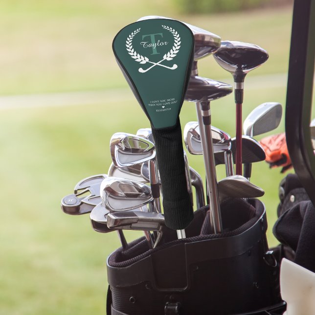Couvre-club De Golf Je t'aime plus que tu n'aimes le golf | Monogramme (Créateur téléchargé)