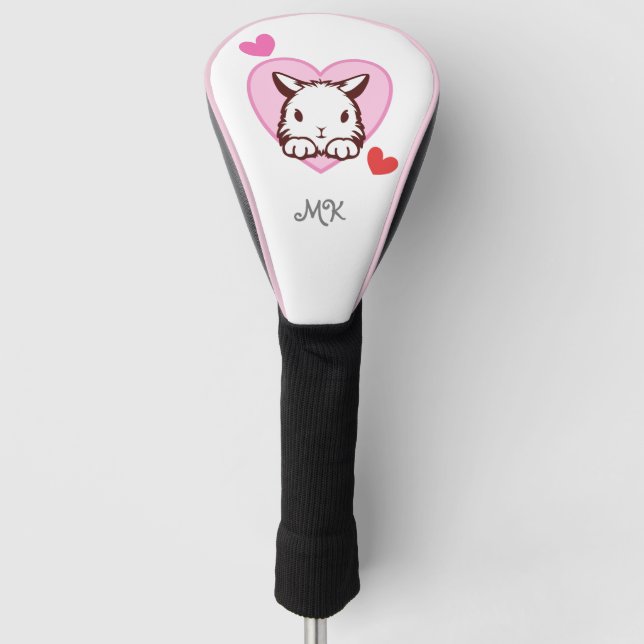 Couvre-club De Golf Joli Bunny Coeur Monogramme (Devant)