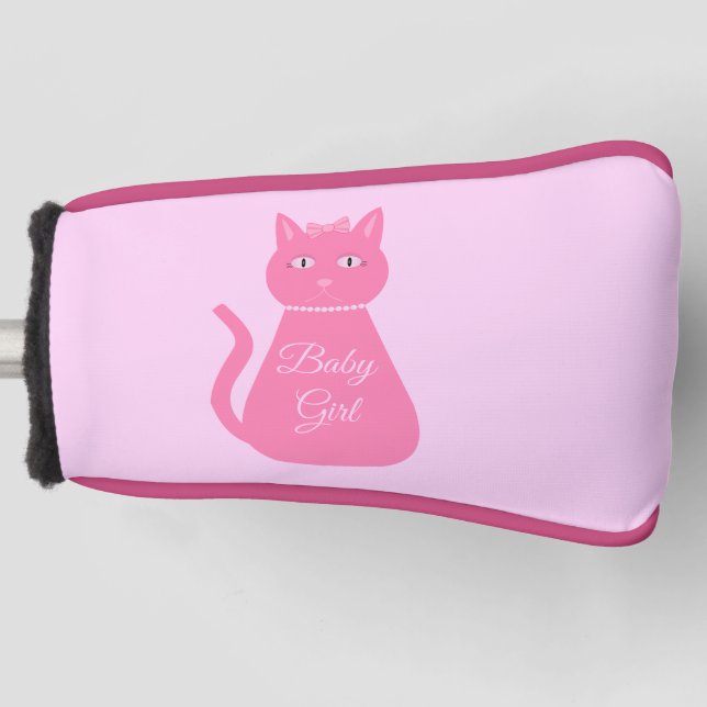 Couvre-club De Golf Joli chat fille rose sur mesure (Devant)