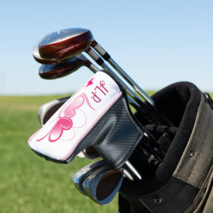 Couvre-club De Golf Joli Coeur Rose Avec Design Papillon