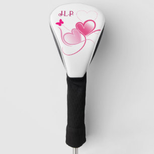 Couvre-club De Golf Joli Coeur Rose Avec Papillon