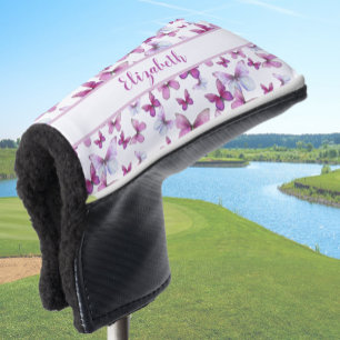 Couvre-club De Golf Joli papillon rose avec nom personnalisé dames