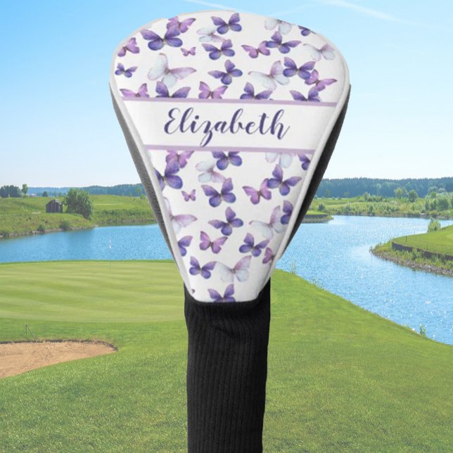 Couvre-club De Golf Joli papillon violet avec nom personnalisé dames (Créateur téléchargé)