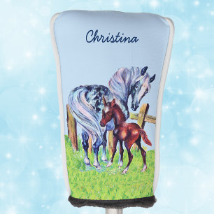Couvre-club De Golf Joli Pastel coloré Amour Mère Colt Cheval