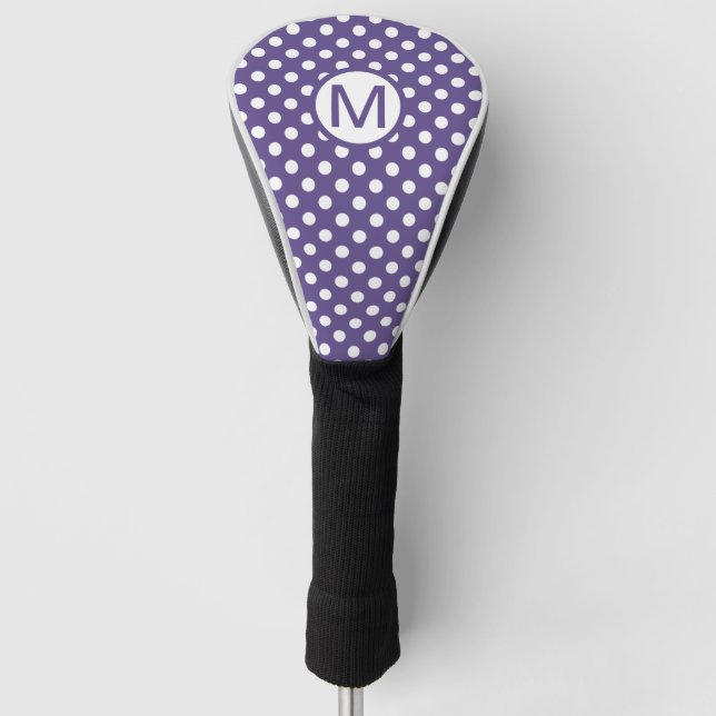 Couvre-club De Golf Joli violet et Pois blanc (Devant)