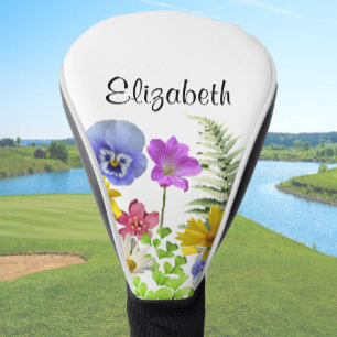 Couvre-club De Golf Jolie fleur sauvage Nom personnalisé Femmes