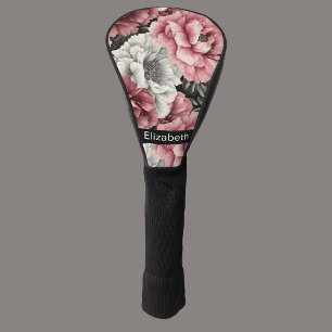 Couvre-club De Golf Jolie Pivoine Rose et Blanche Personnalisée