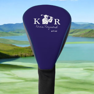 Couvre-club De Golf Joueur de golf Classic Monogramme Golfer Blue