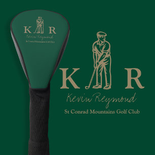 Couvre-club De Golf Joueur de golf sépia Classique Golfeur Monogramme