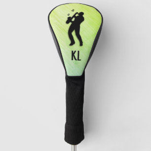 Couvre-club De Golf Joueur saxophone Monogramme vert