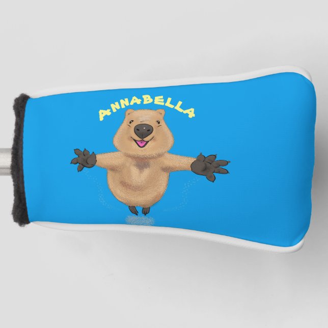 Couvre-club De Golf Joyeux sauter quokka dessin animé (Devant)