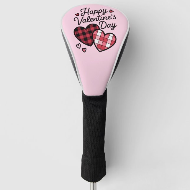 Couvre-club De Golf Joyeux Valentines Jour léopard Plaid Coeur d'amour (Devant)