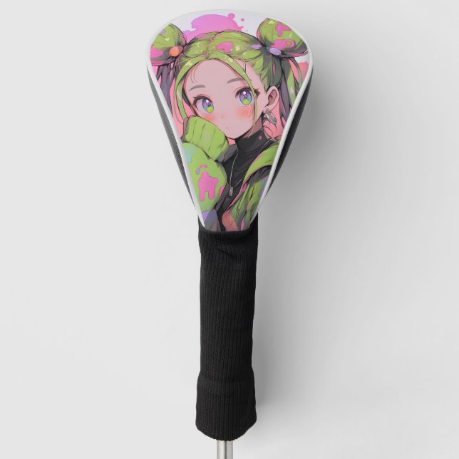 Couvre-club De Golf Kawaii Pastel Splatter Anime Girl (Devant)